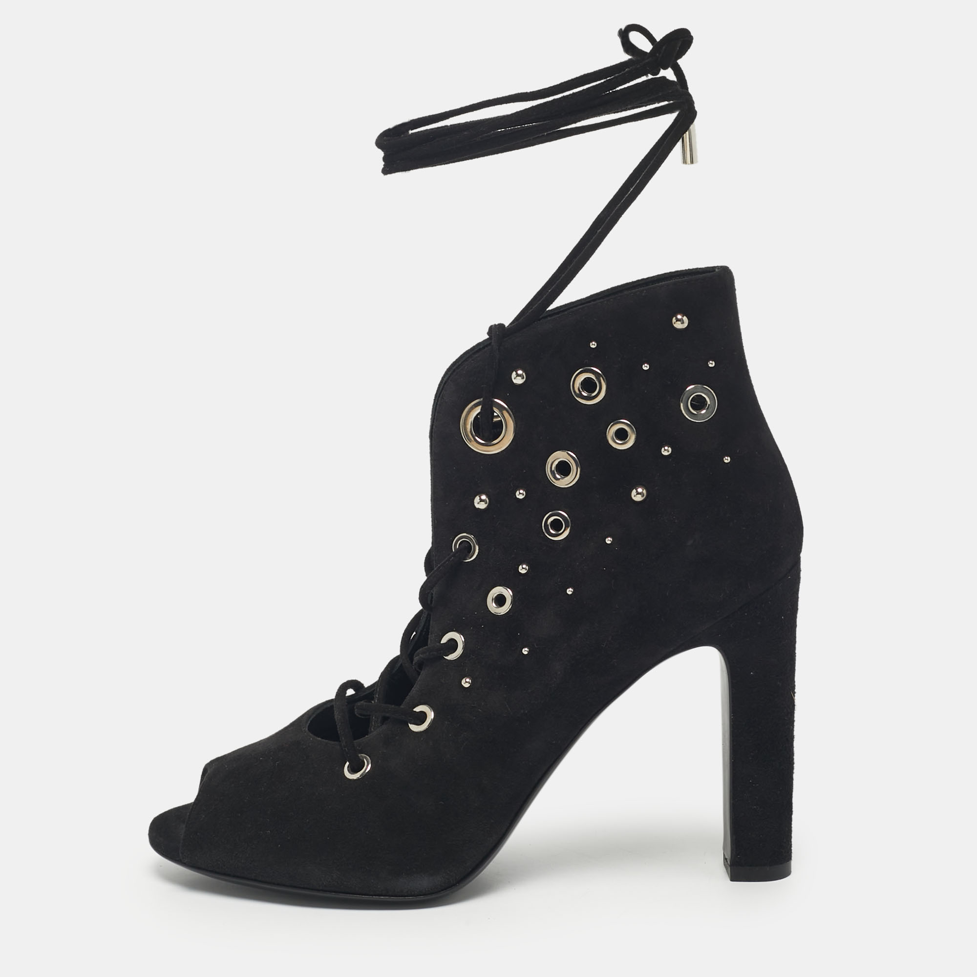 

Hermes Black Black Suede Goatskin Parade Lace Up Ankle Boots Size