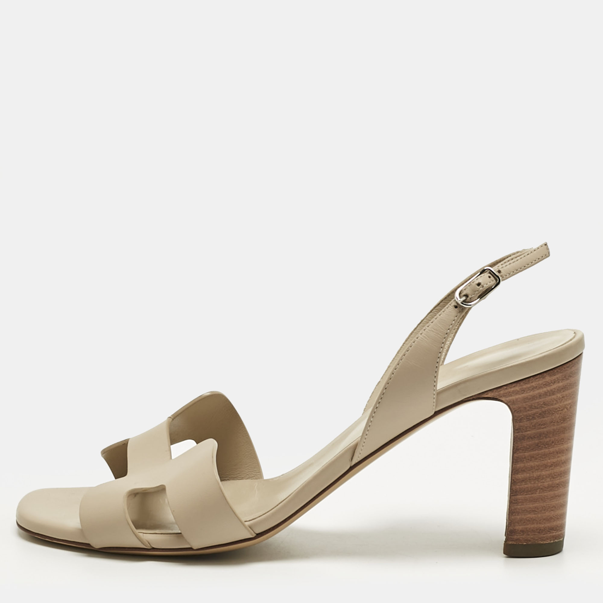 

Hermes Beige Leather Eternite Slingback Sandals Size