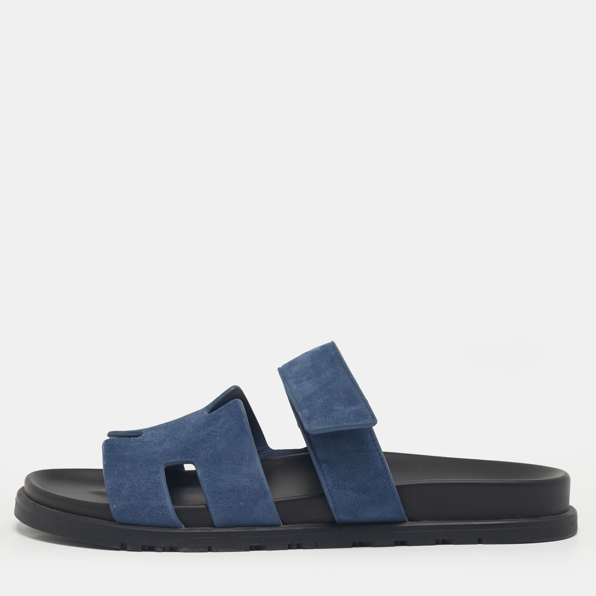 

Hermes Dark Blue Suede Chypre Sandals Size