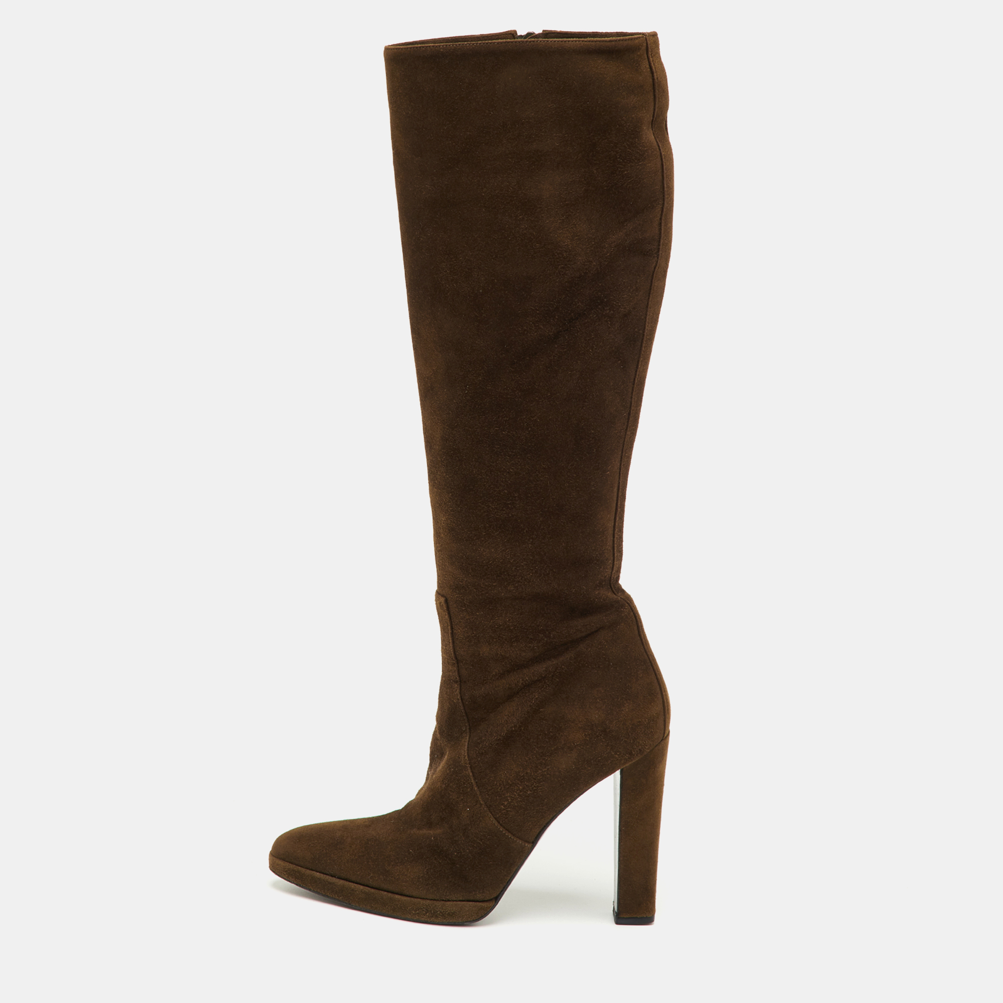 

Hermes Size  Brown Suede Knee Length Boots