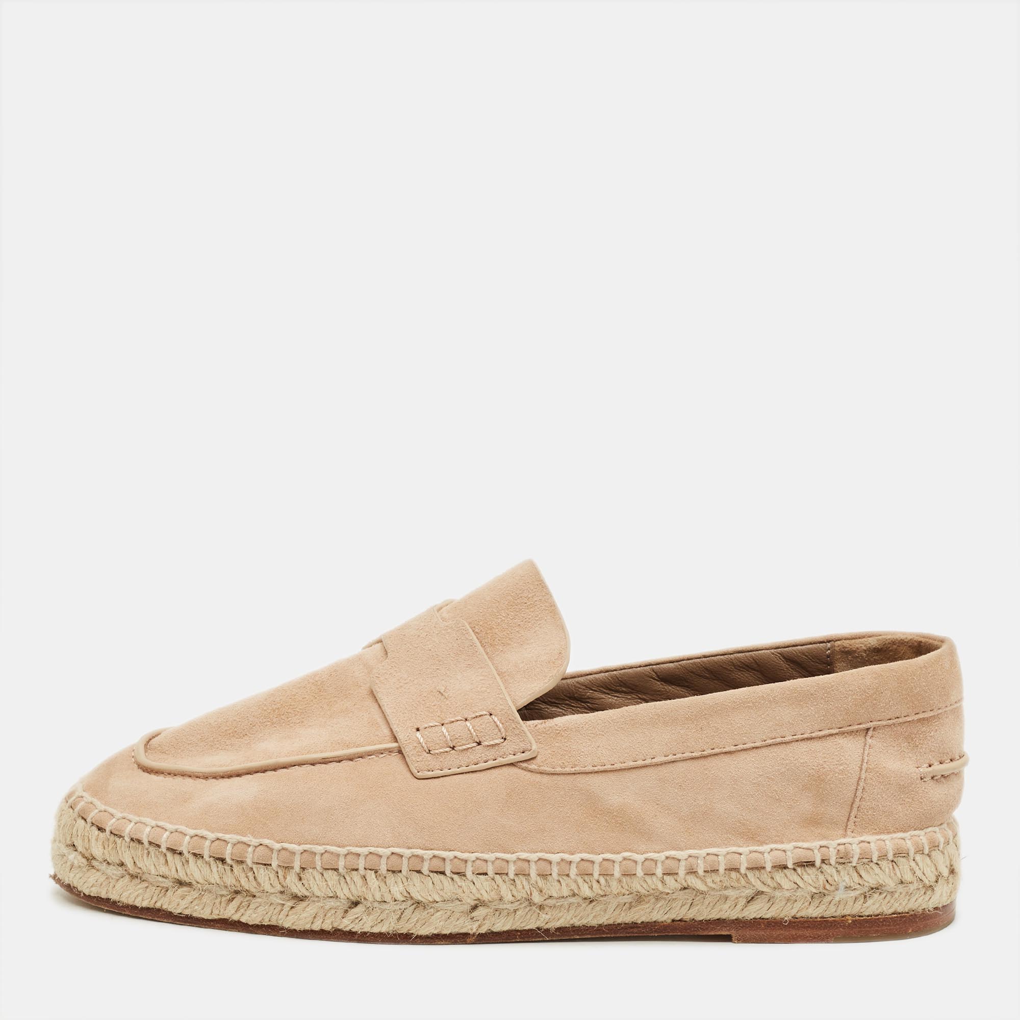 Pre-owned Hermes Hermès Trip Size 36 Beige Suede Espadrille Flats In Sand