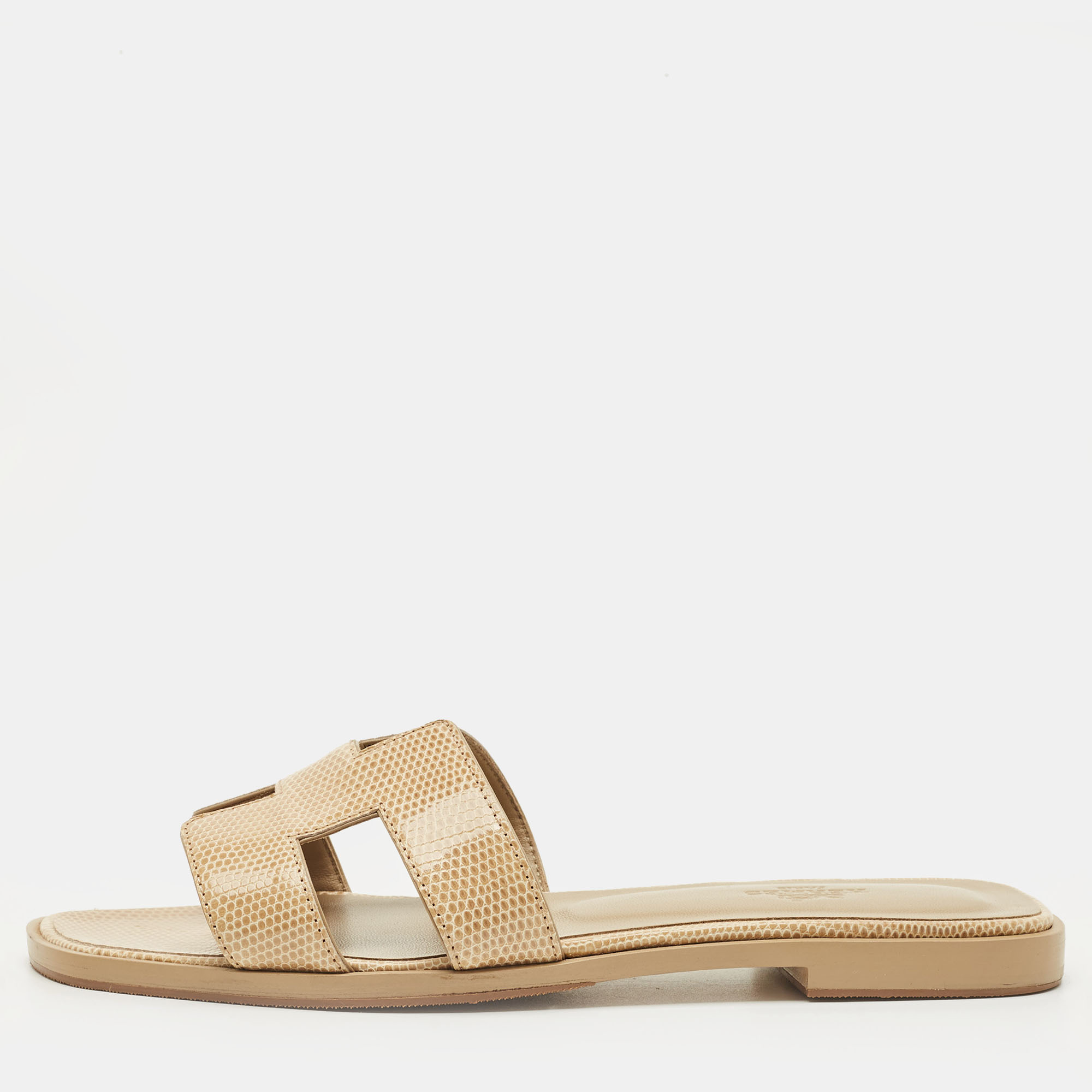 

Hermès Oran Size  Beige Lizard Leather Flat Slides