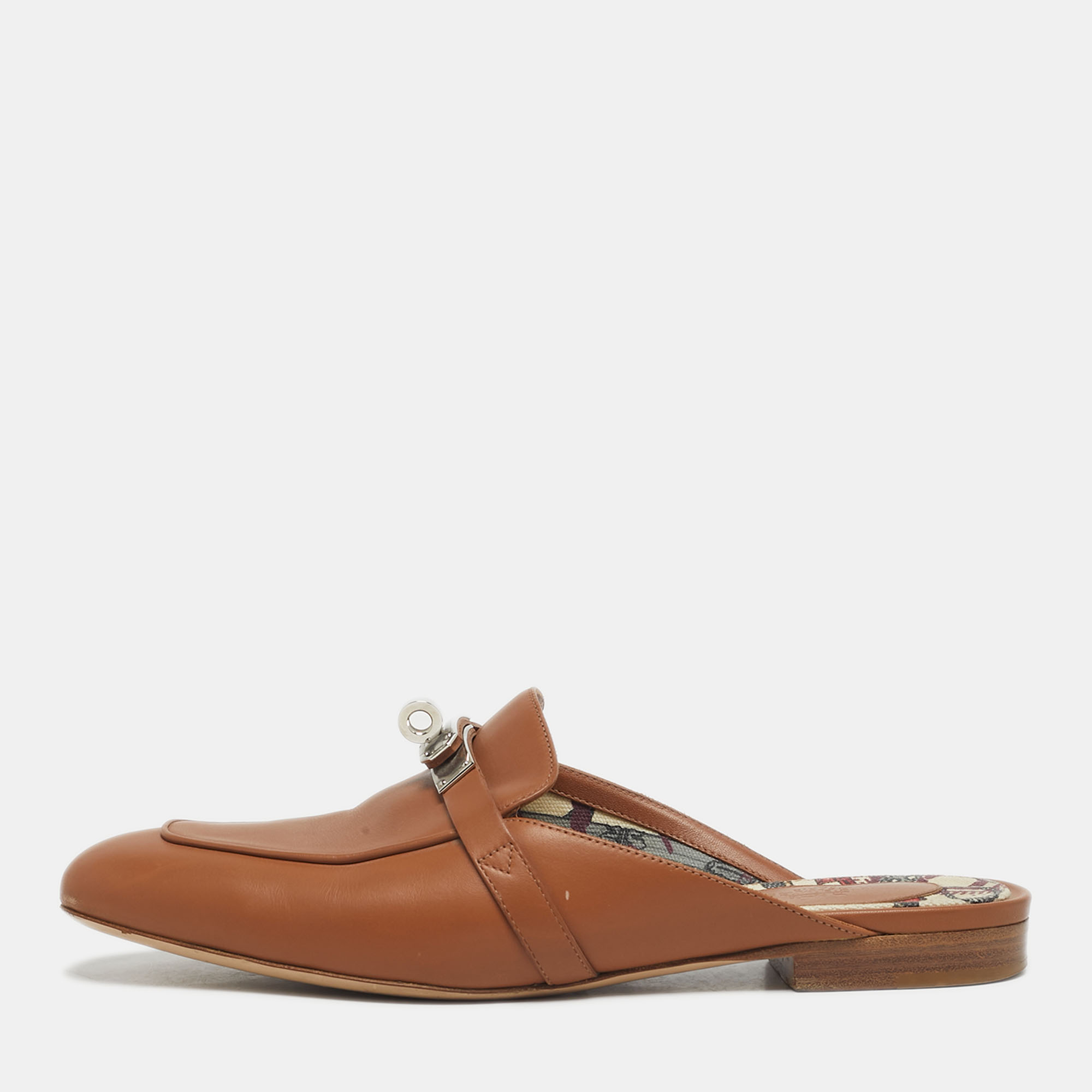

Hermes Oz Size  Brown Leather Mules