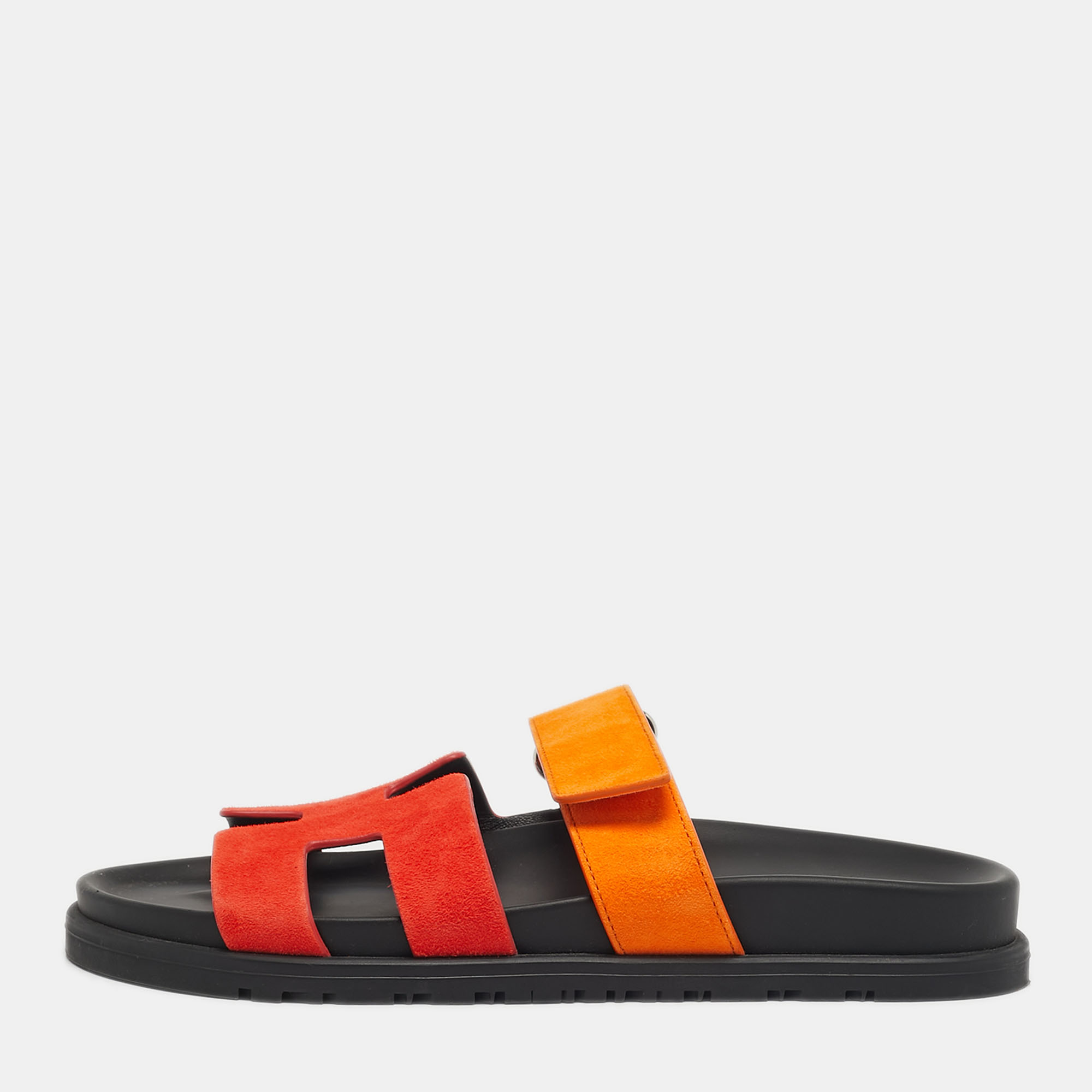 

Hermès Chypre Size  Yellow/Red Suede Flat Sandals
