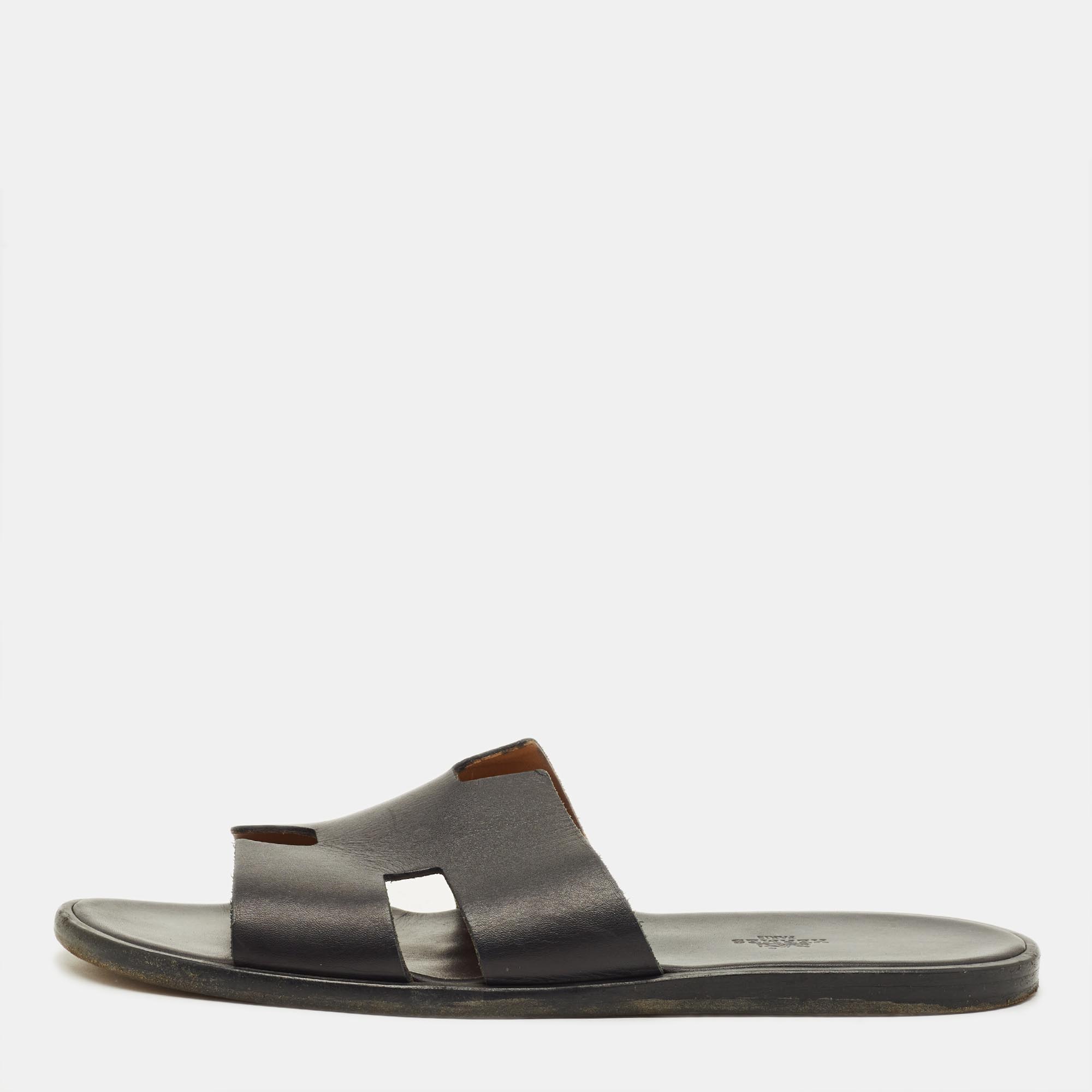 

Hermès Izmir Size  Black Leather Flat Sandals