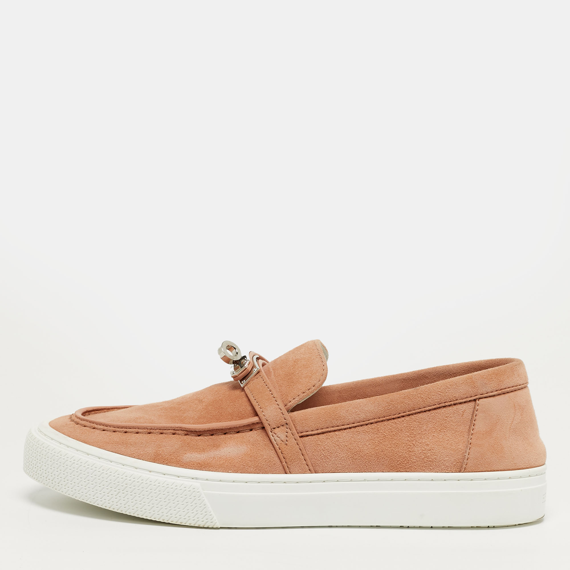 

Hermès Game Size  Pink Suede Slip On Sneakers