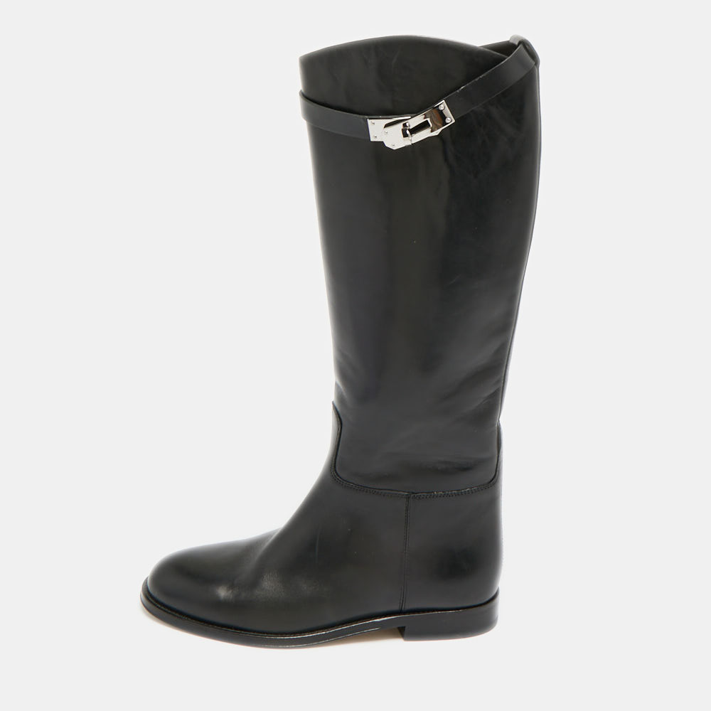 

Hermès H Jumping Size  Black Leather Knee Length Boots