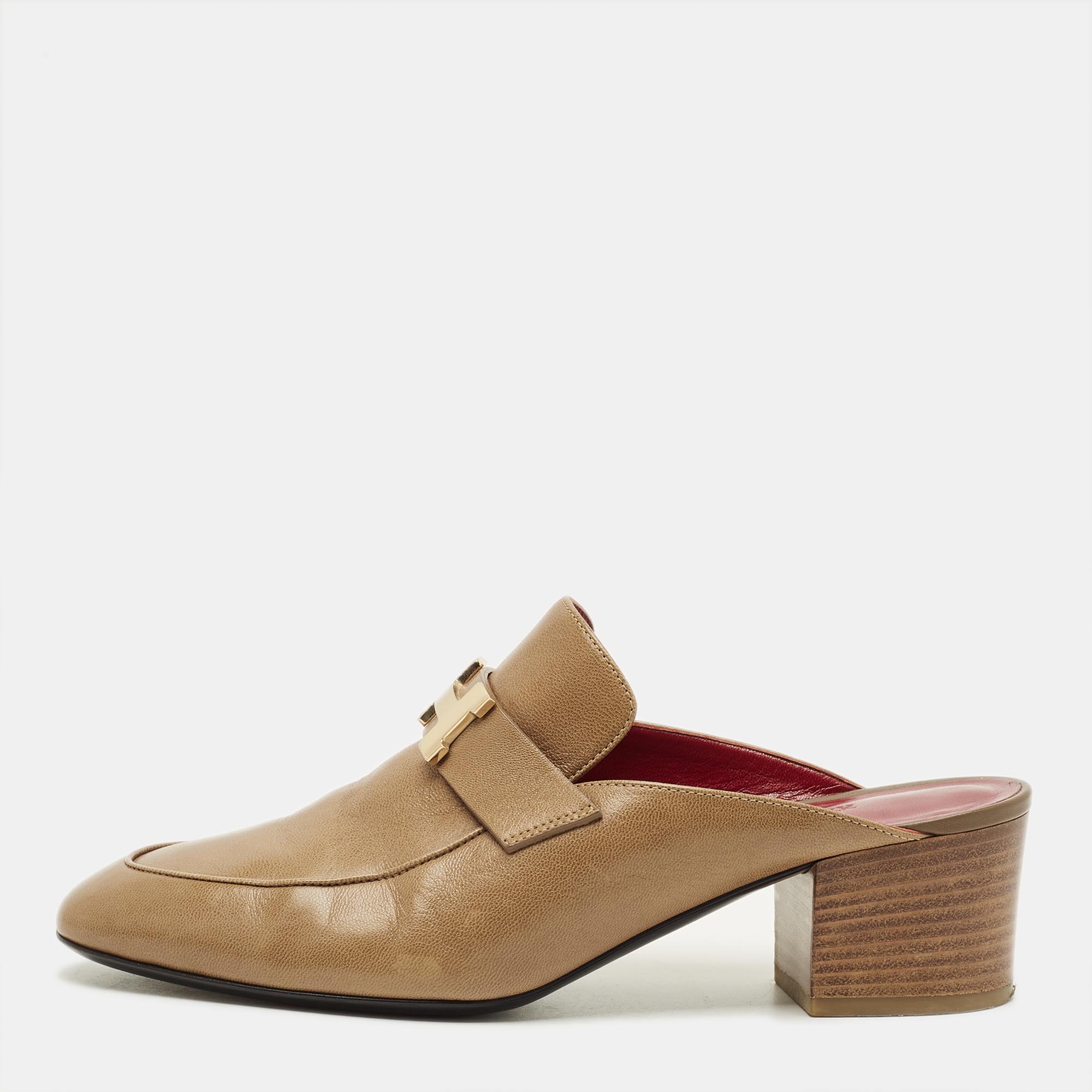 

Hermès Oz Size  Brown Leather Mules