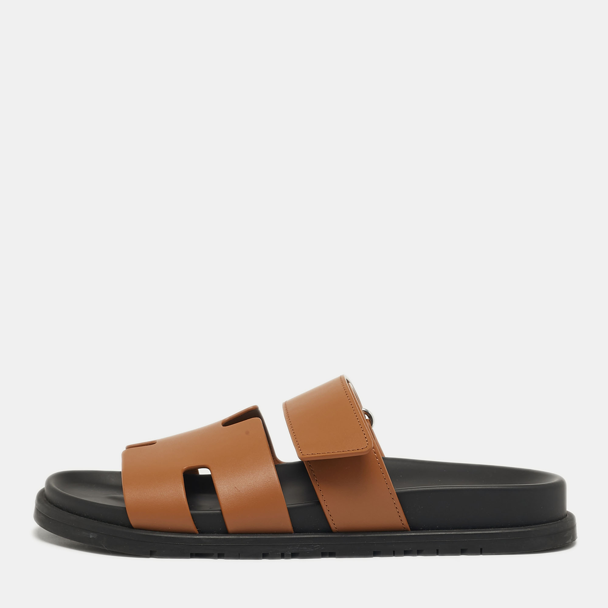

Hermes Chypre Size  Brown Leather Flat Sandals