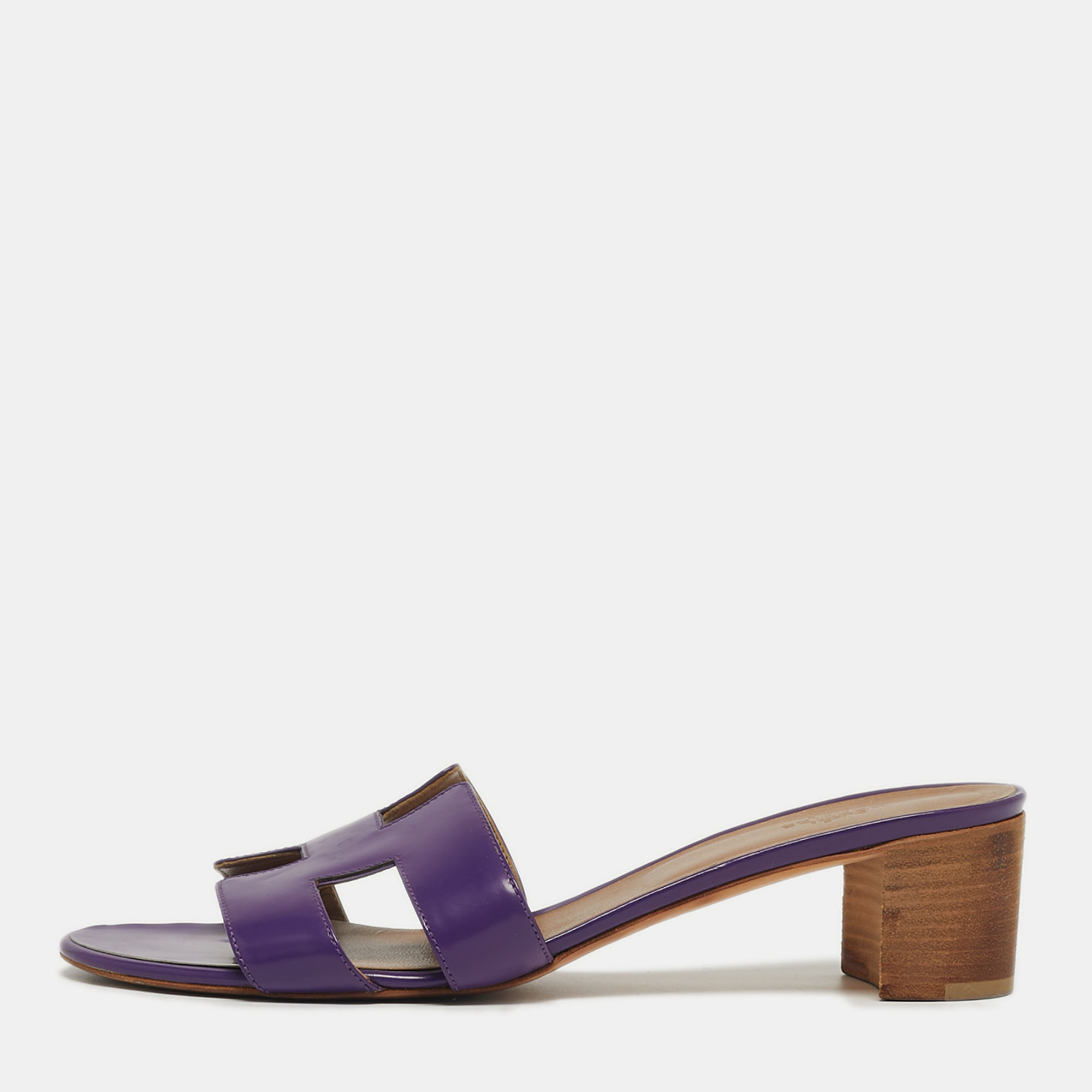

Hermès Oasis Size  Purple Leather Slide Sandals