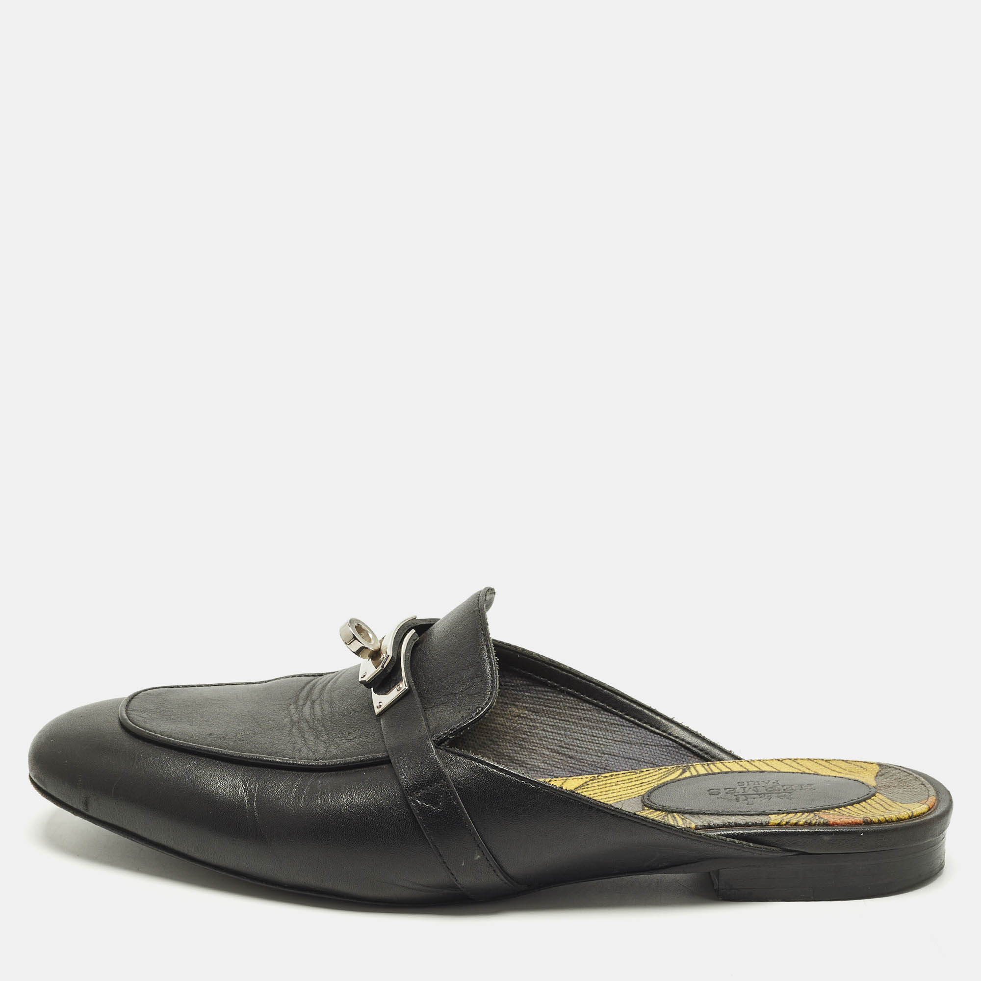 

Hermes Oz Size  Black Leather Mules