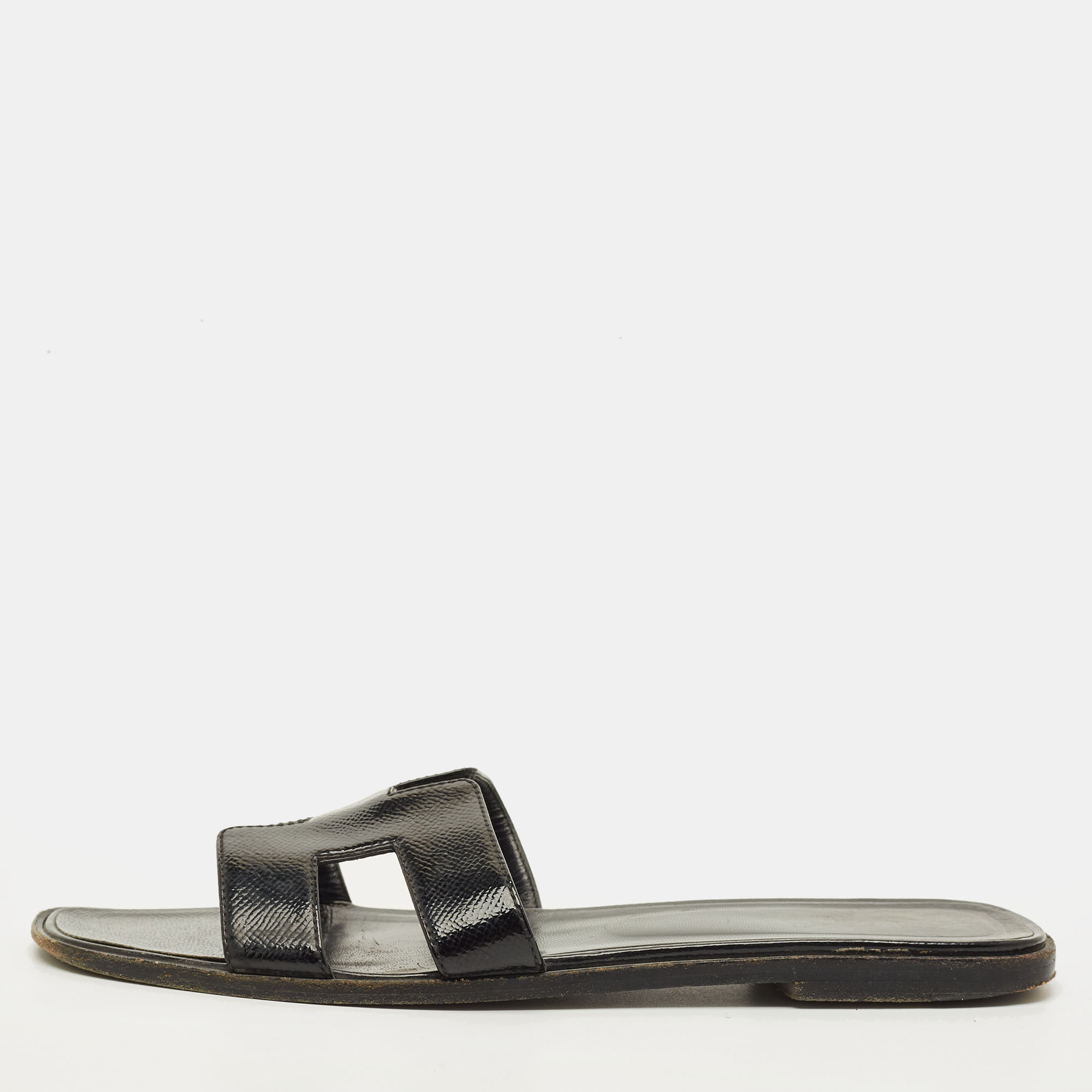 

Hermes Oran Size  Black Saffiano Leather Flat Slide
