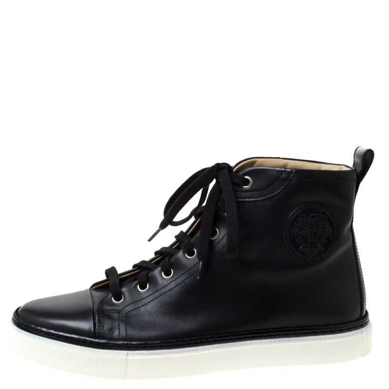 

Hermes Black Leather High Top Sneakers Size
