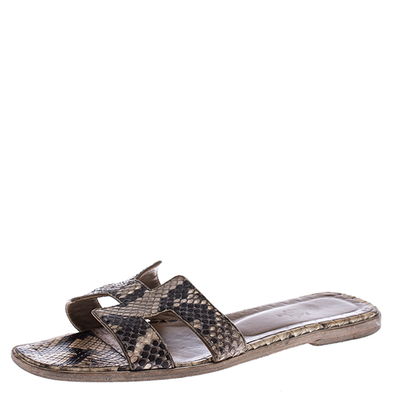 Hermes Python Oran Box Sandals Size 38.5