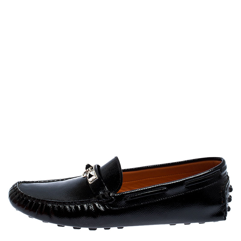 

Hermes Black Patent Leather Irving Slip On Loafers Size