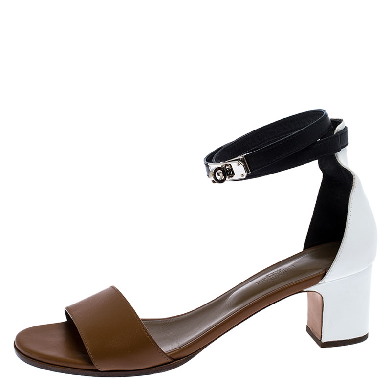 

Hermes Tricolor Leather Manege Ankle Wrap Sandals Size, Beige