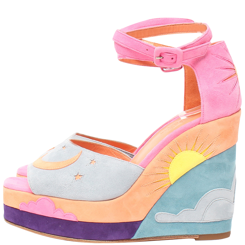 

Hermes Multicolor Tournis Suede Ankle Strap Sandas Size