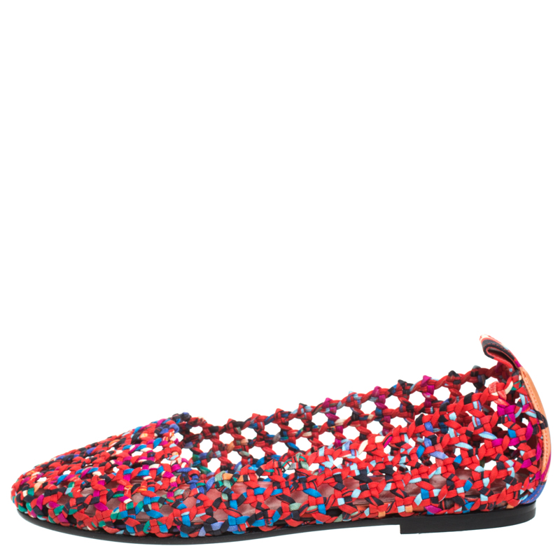 

Hermès Multicolor Woven Silk Minorque Ballet Flats Size