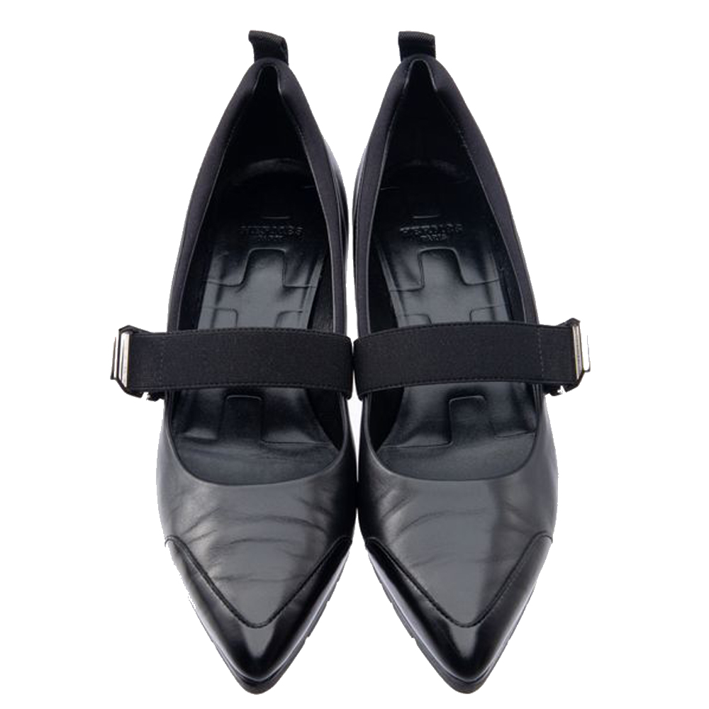 

Hermes Black Leather Pointed Toe Kitten Heels Size