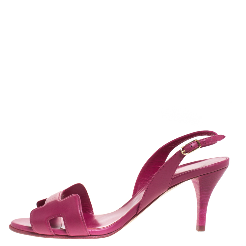 

Hermes Pink Leather Night Slingback Sandals Size