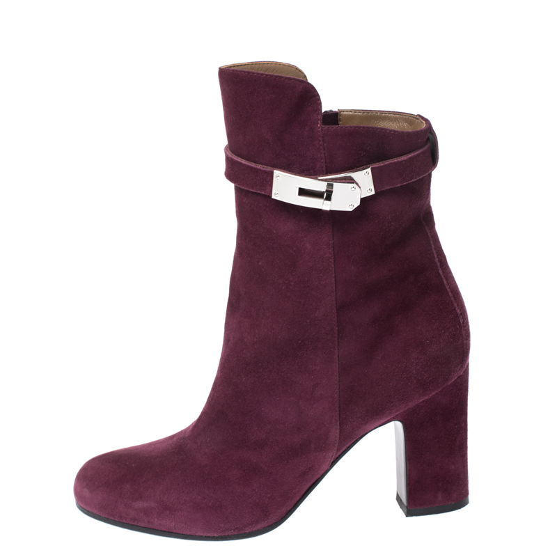 

Hermes Magenta Suede Joueuse Round Toe Ankle Boots Size, Purple