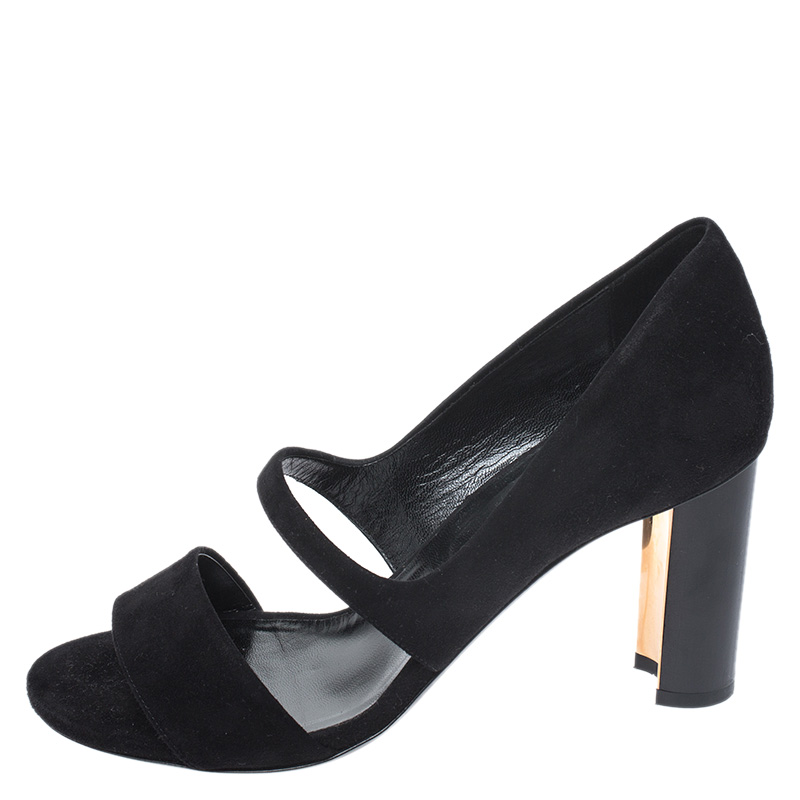 

Hermes Black Cut Out Suede Peep Toe Sandals Size