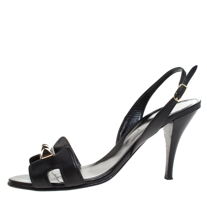 

Hermes Black Leather Premiere Ankle Strap Sandals Size