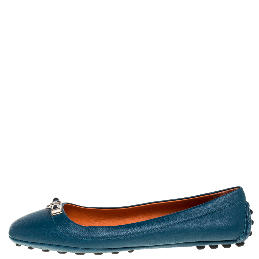 

Hermes Blue Leather Liberty Ballet Flats Size