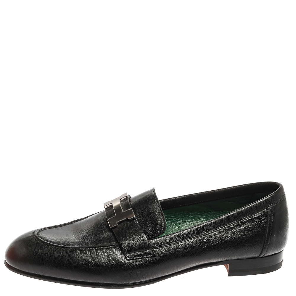 

Herm÷s Black Leather Paris Loafers Size