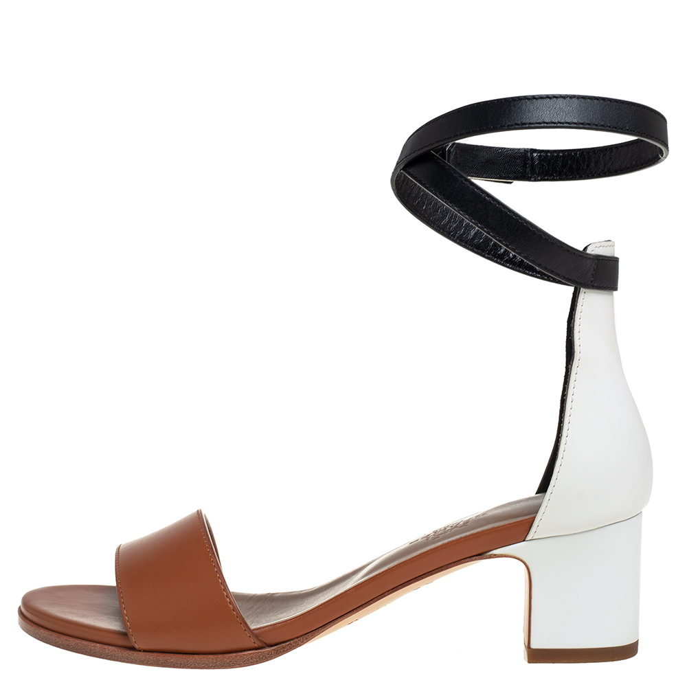 

Hermes Tricolor Leather Manege Ankle Wrap Sandals Size, Brown