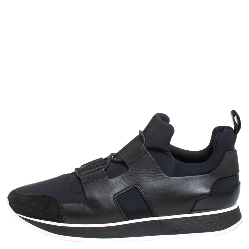 

Hermes Black/Blue Leather And Nylon Low Top Sneakers Size