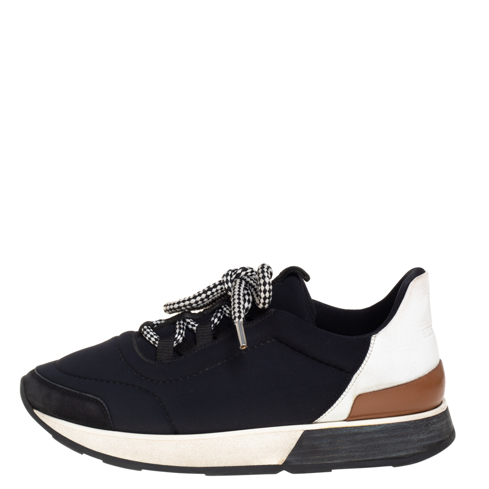 

Hermes Monochrome Leather And Fabric Miles Low Top Sneakers Size, Black