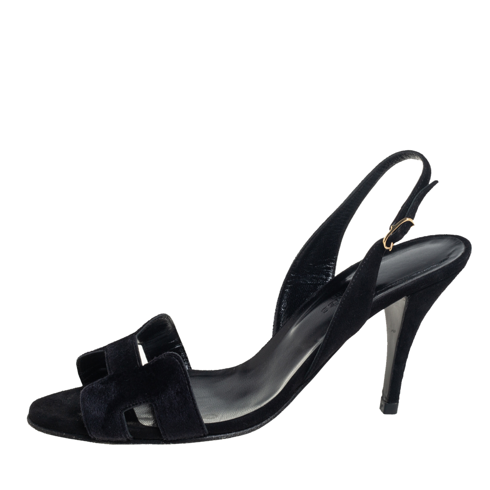 

Hermes Black Velvet And Suede Night Sandals Size
