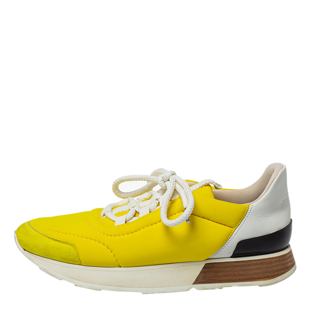 

Hermes Yellow Nylon And Suede Miles Low Top Sneakers Size