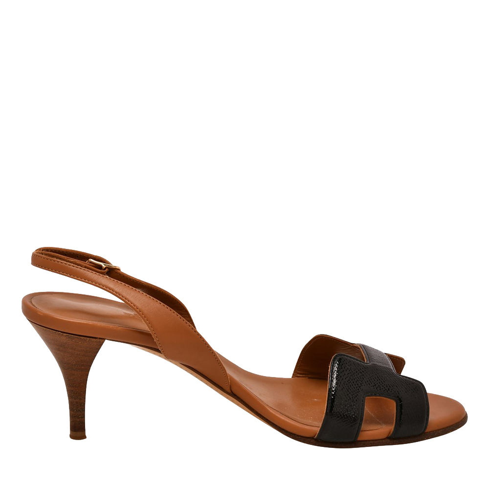 

Hermes Brown Leather Night Slingback Sandals Size EU