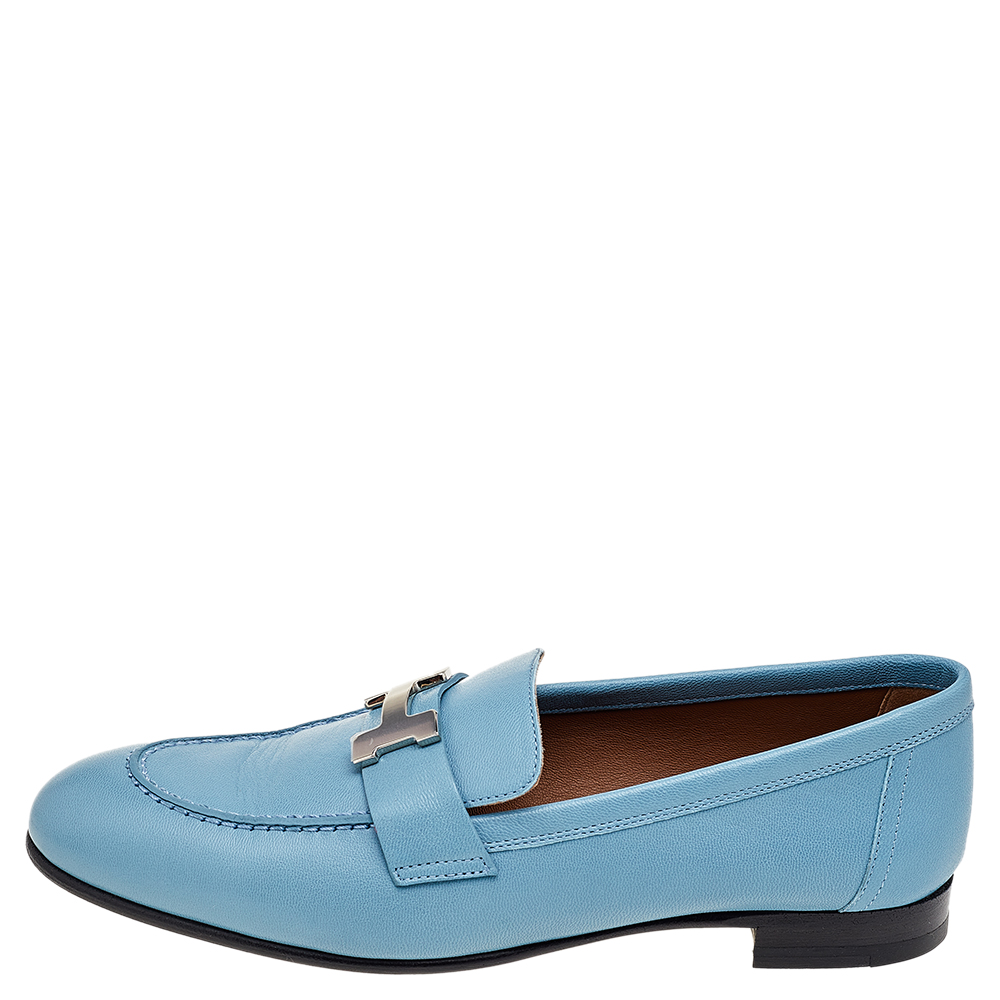 

Hermés Blue Leather Slip On Loafers Size