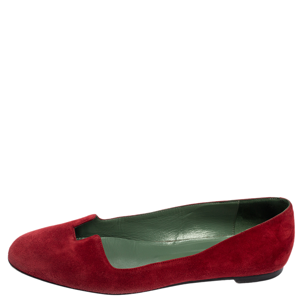 

Hermes Red Suede Cut Out Ballet Flats Size