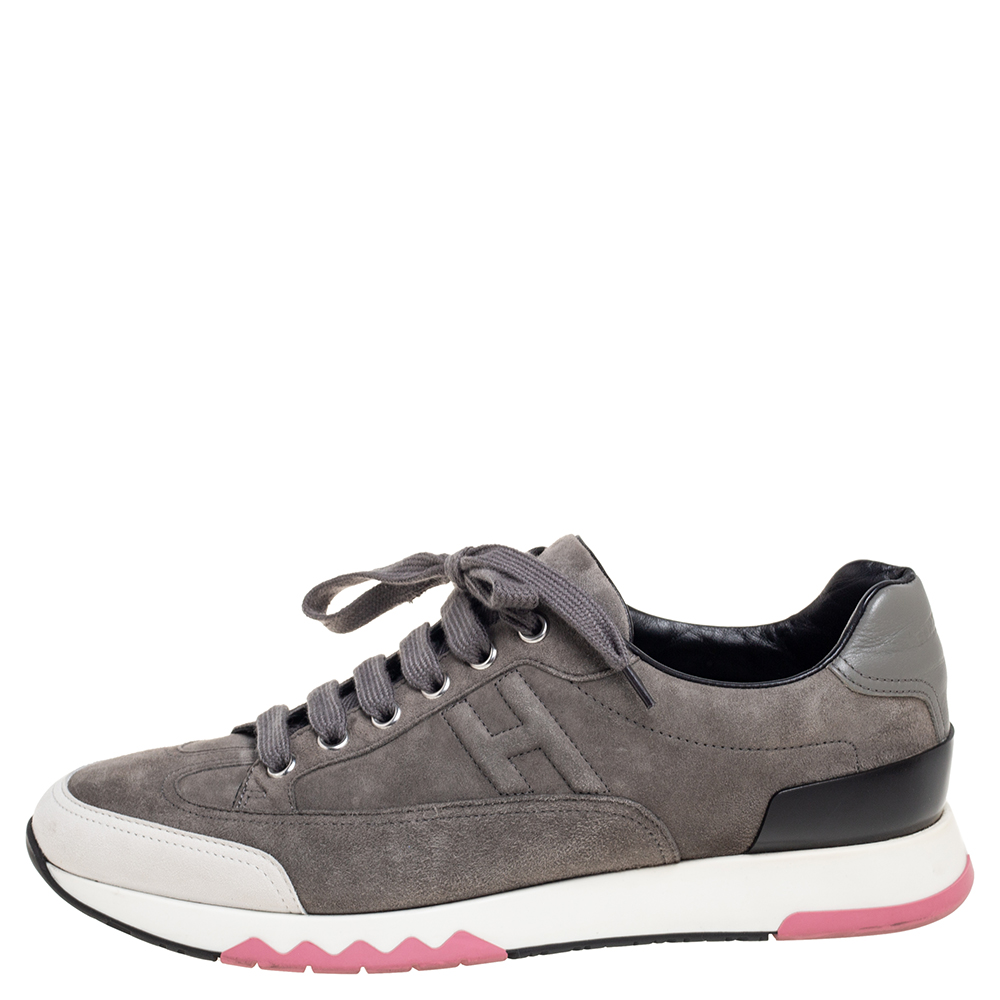 

Hermes Grey Suede Trial Low-Top Sneakers Size