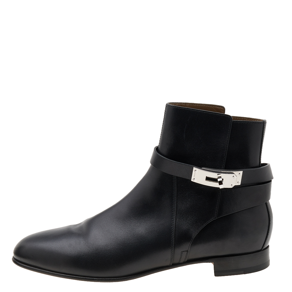 

Hermès Black Leather Neo Ankle Length Boots Size