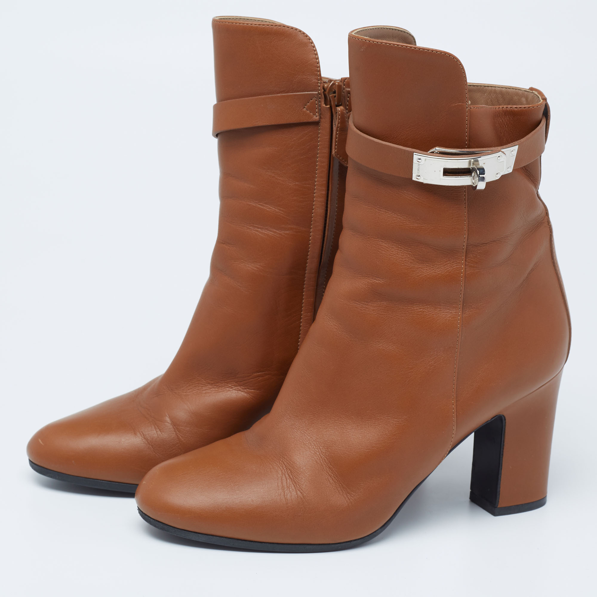 

Hermes Brown Leather Joueuse Ankle Boots Size