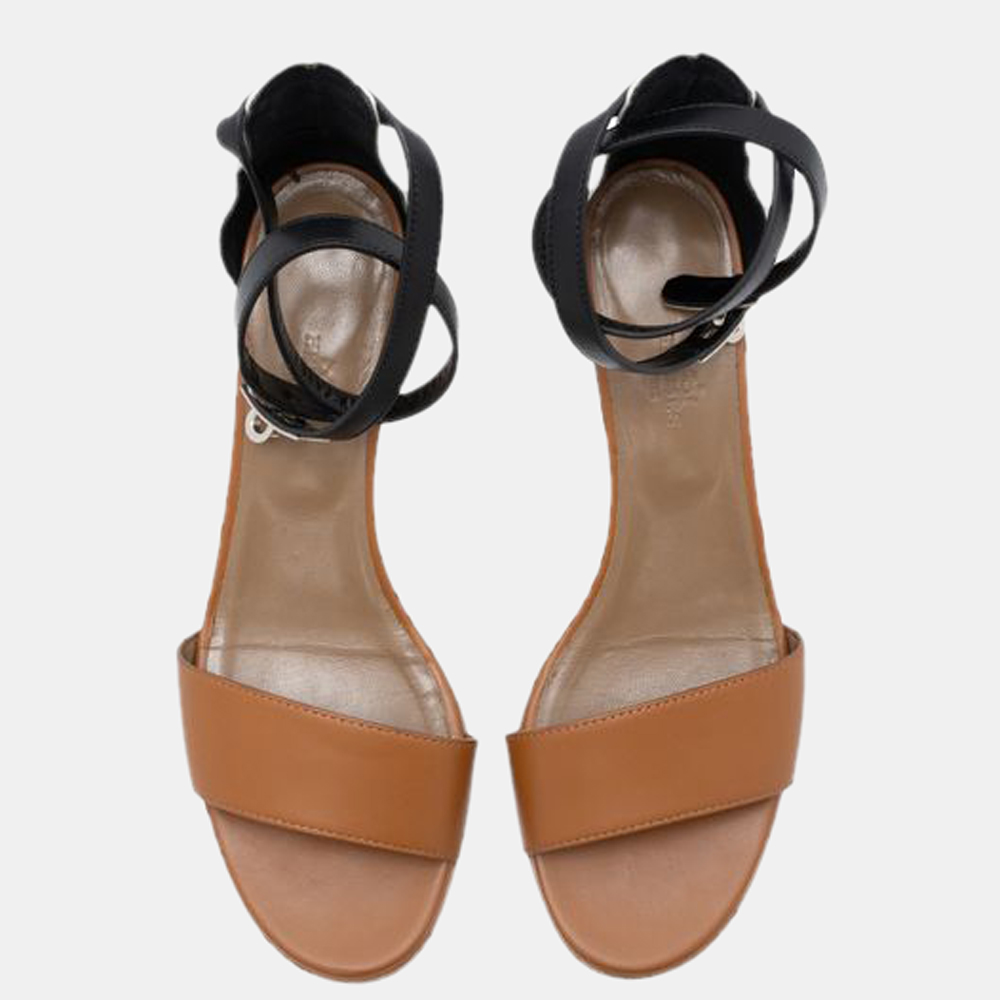 

Hermes Tricolor Leather Manege Ankle Wrap Sandals Size, Black
