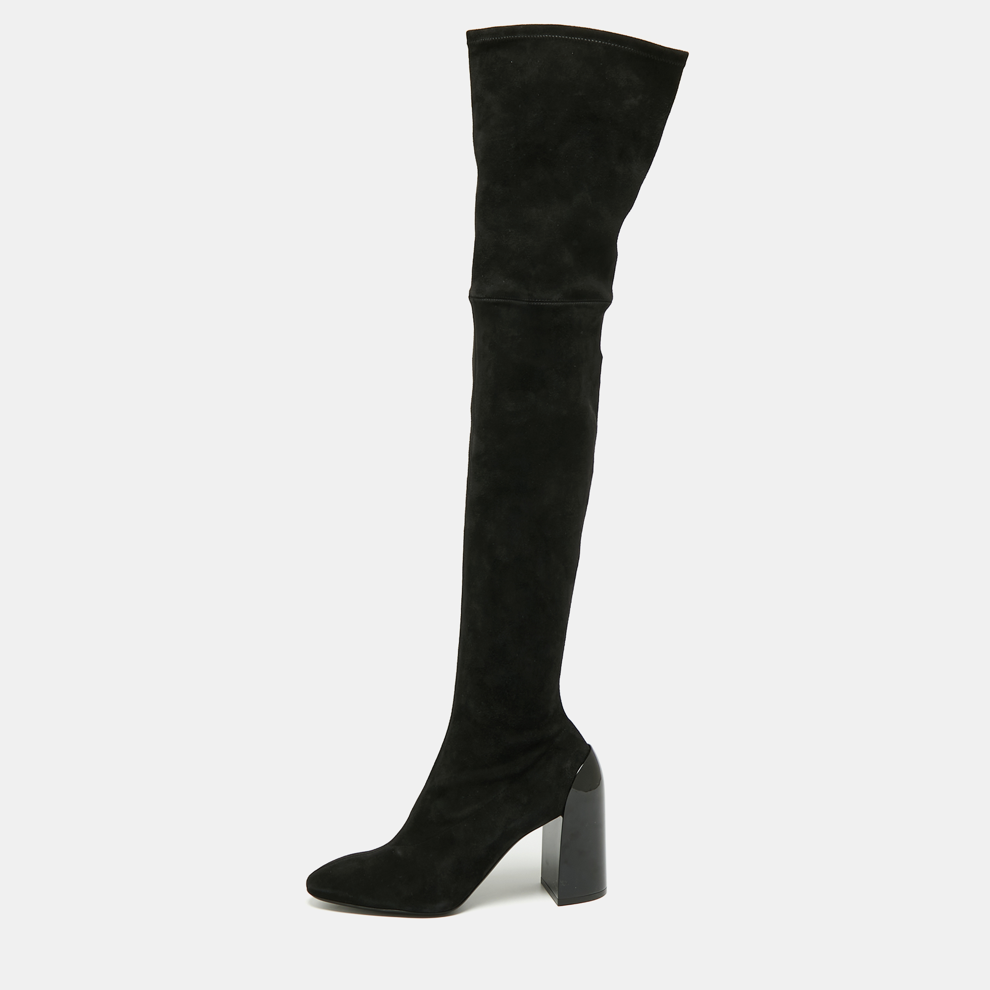 Pre-owned Hermes Black Suede Dakota Over The Knee Boots Size 38.5 ...