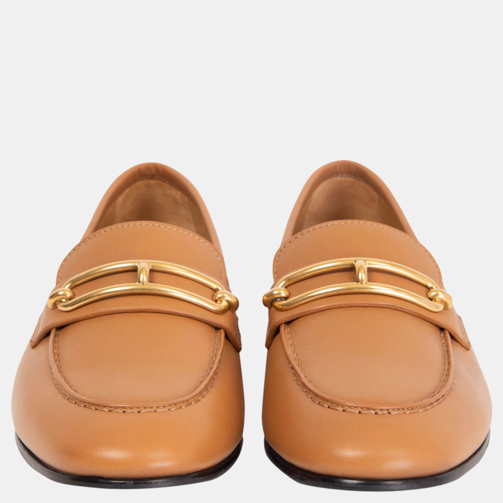 

Hermes Camel Leather Colette Mocassin Loafers EU, Brown