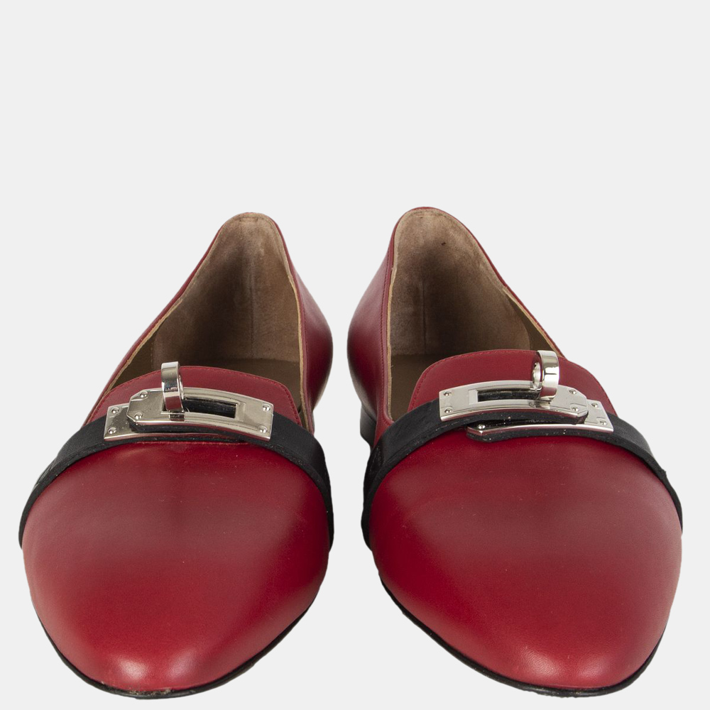 

Hermes Deep Red Calfskin Leather Pegase Ballerina Flats EU