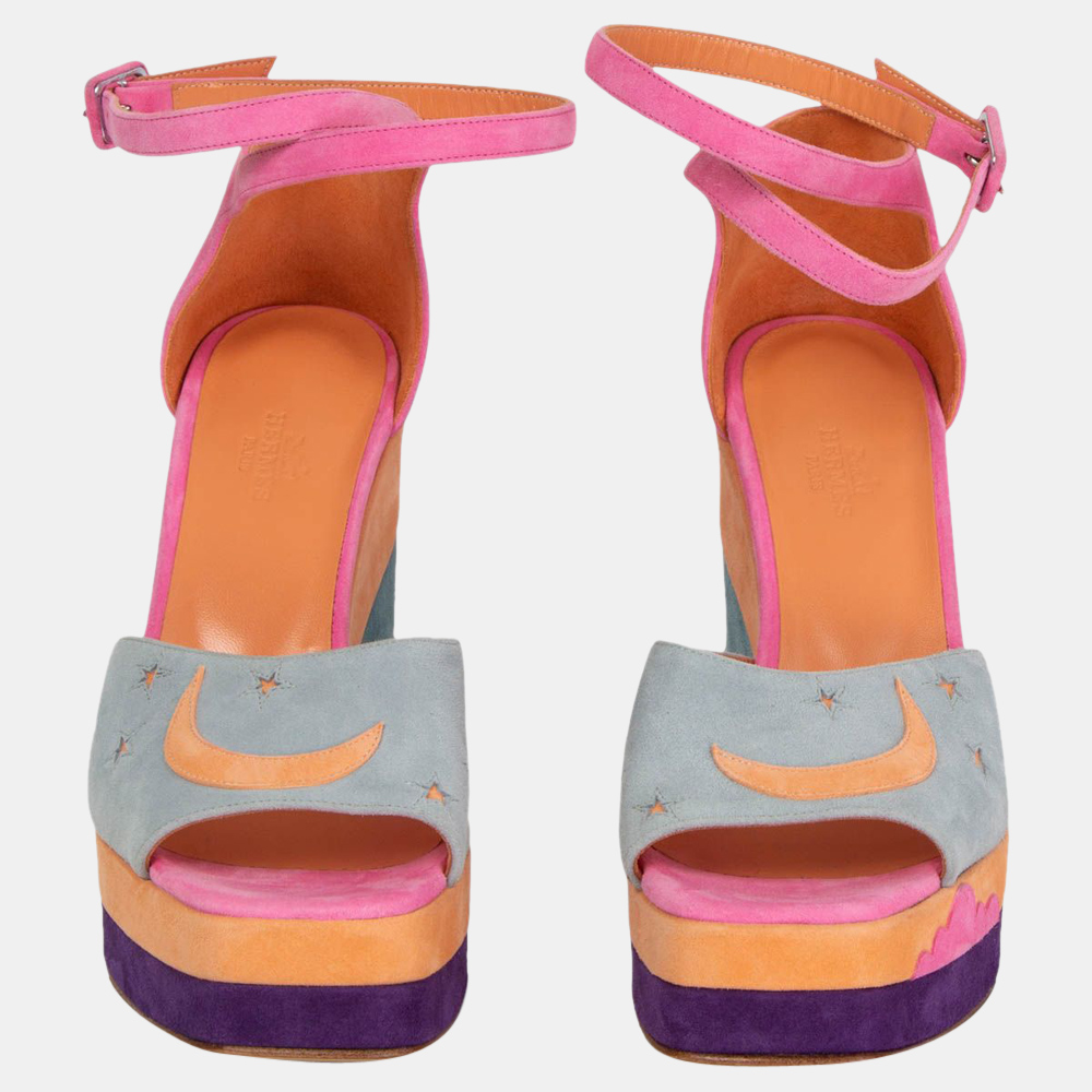 

Hermes Multicolor Suede 2019 Tournis Wedges Size EU