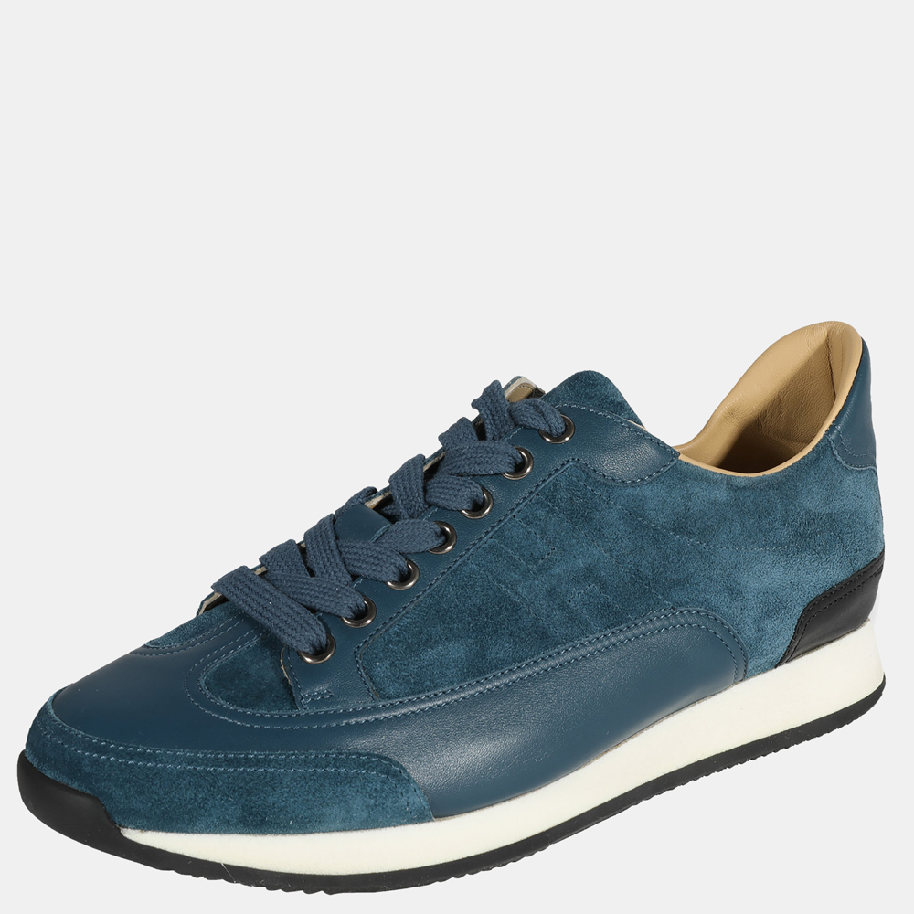 

Hermes Blue Veau Velours Sneaker EU