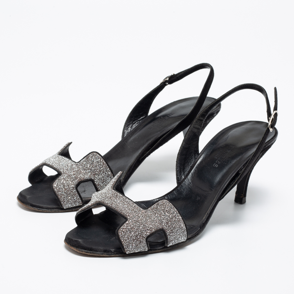 

Hermes Black Suede Night Slingback Sandals Size