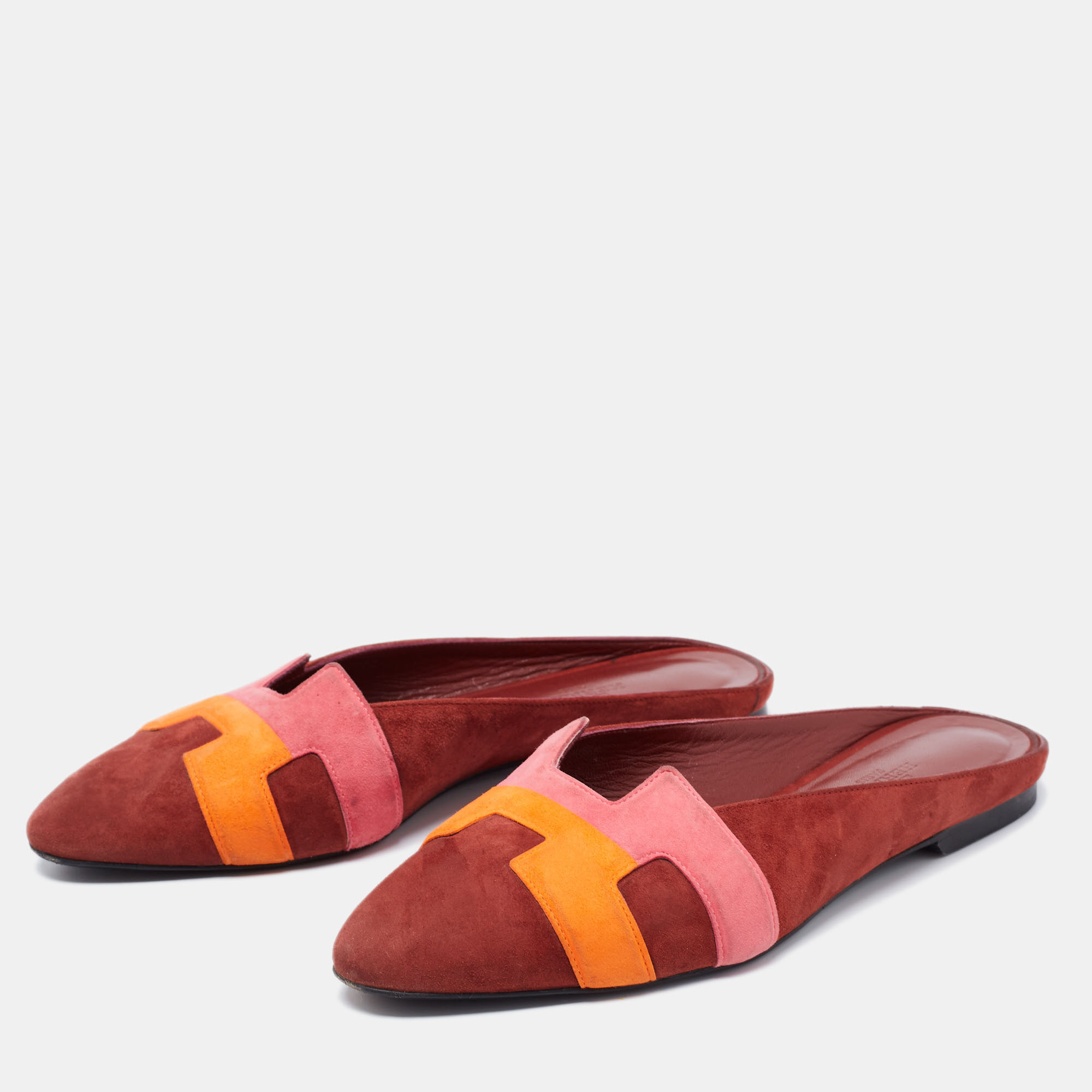 

Hermes Multicolor Suede Roxanne Mules Size