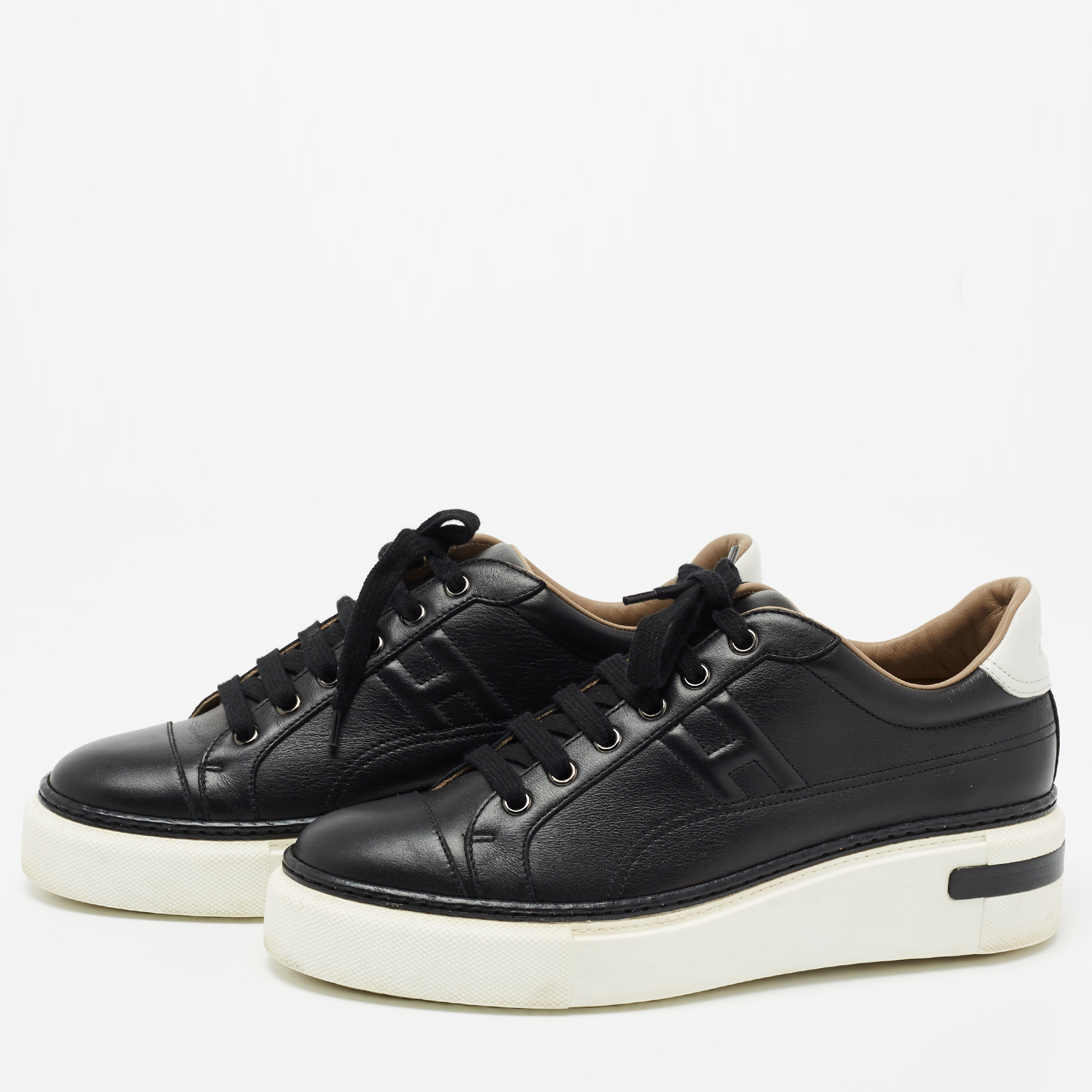 

Hermes Black Leather Quicker Sneakers Size