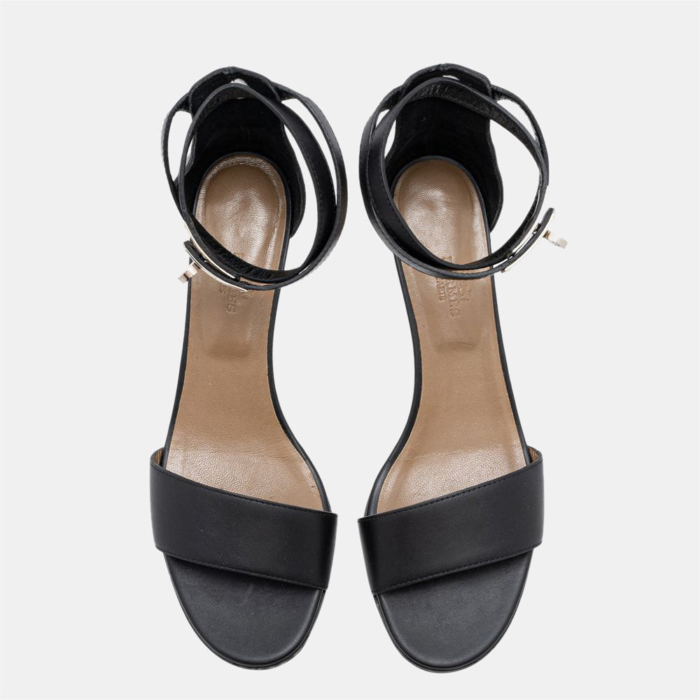 

Hermes Black Leather Manege Sandals Size EU